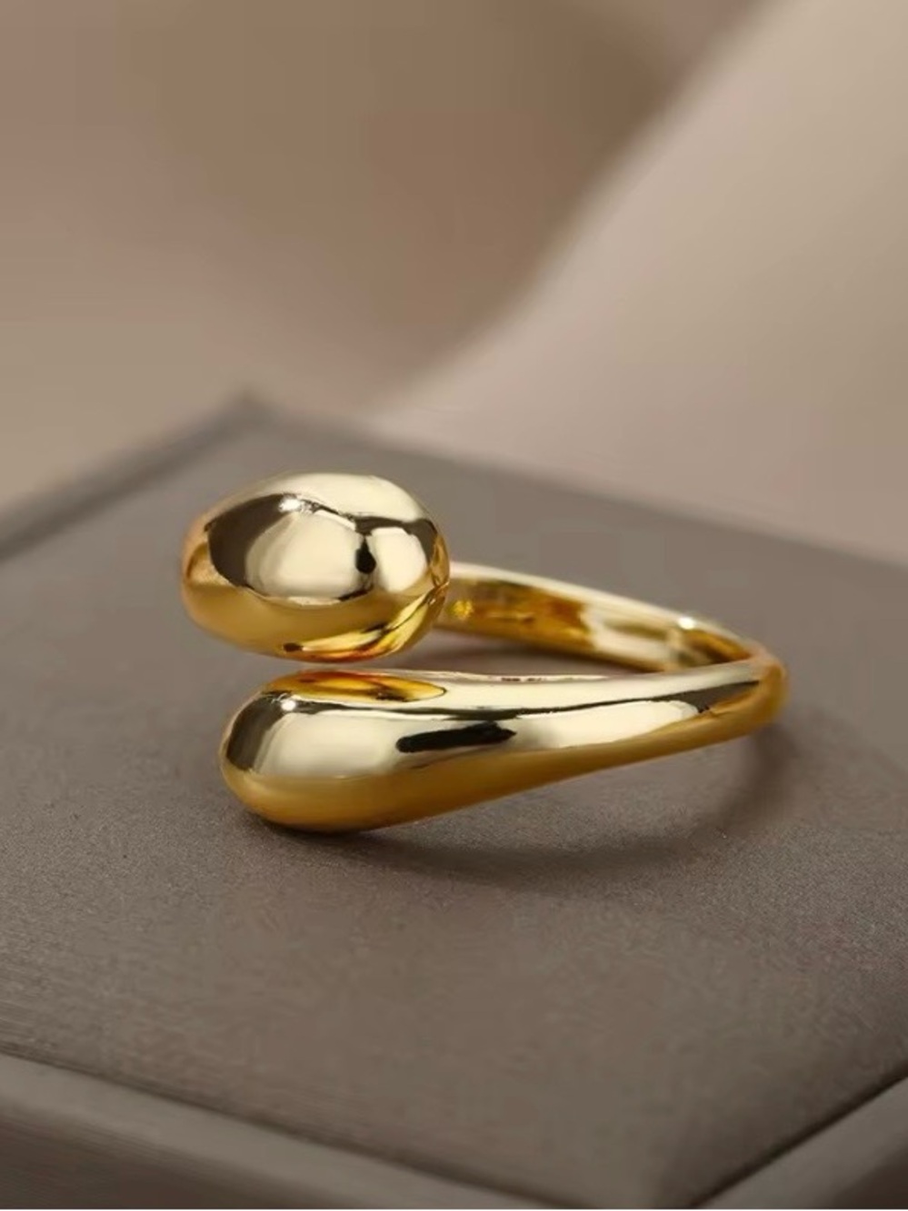Gold Stainless Steel Adjustable Wrap Band Ring